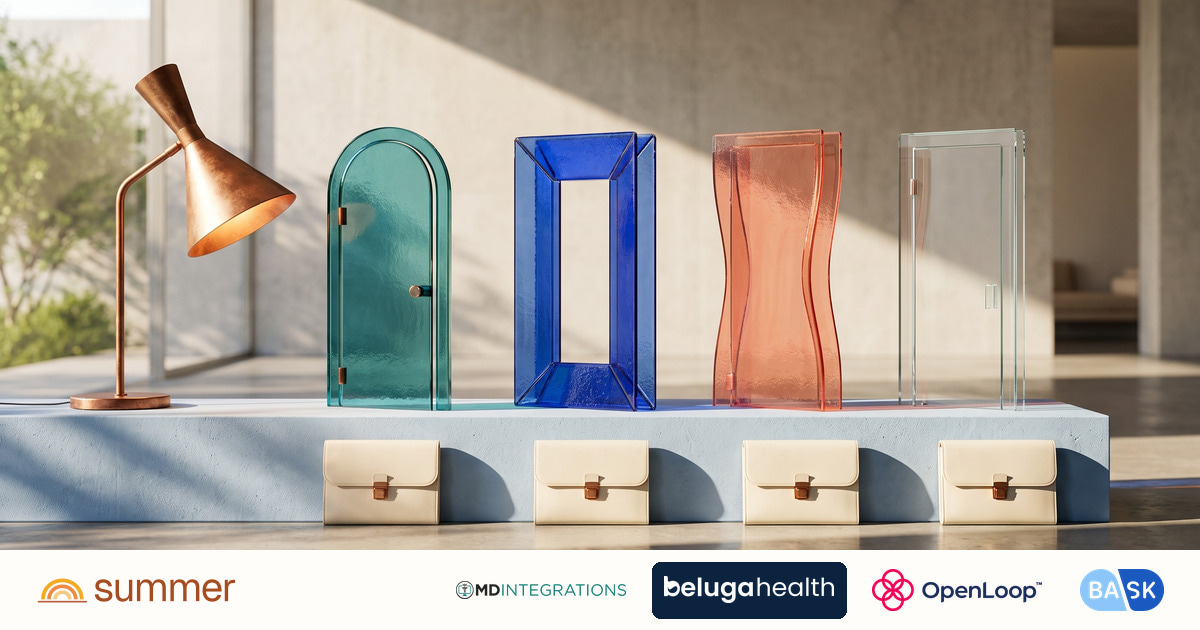 Four glass doorways face identical case folders, with the official MDI, Beluga, OpenLoop and Bask logos.